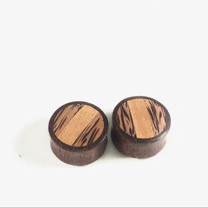Natural Striped Bamboo Ear Gauge Plugs Size 1”